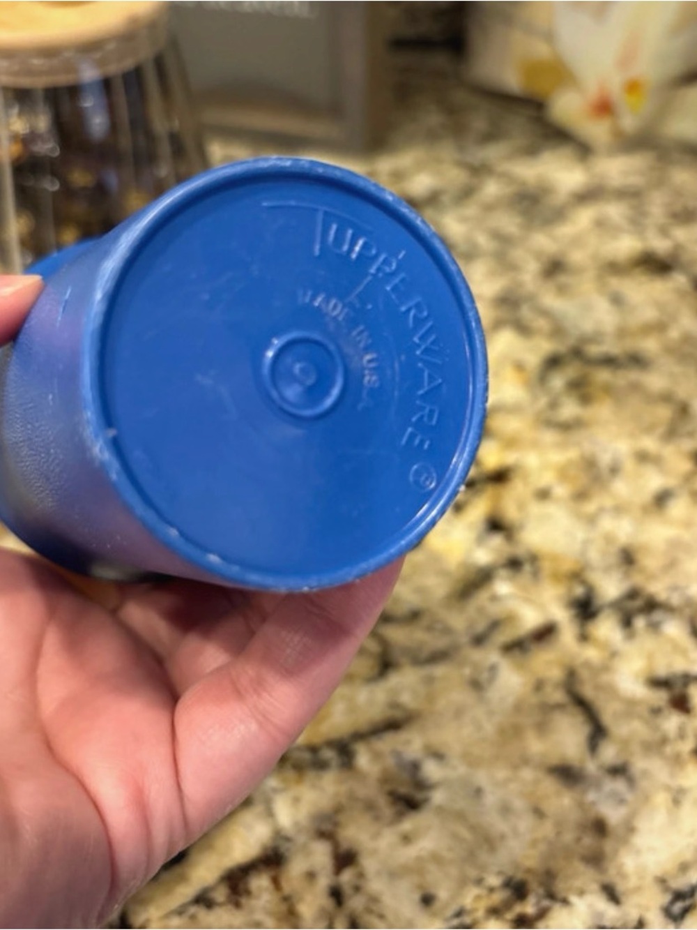 Tupperware Yellow Inner and Blue Outer Stackable Cups - Picture 2 of 2